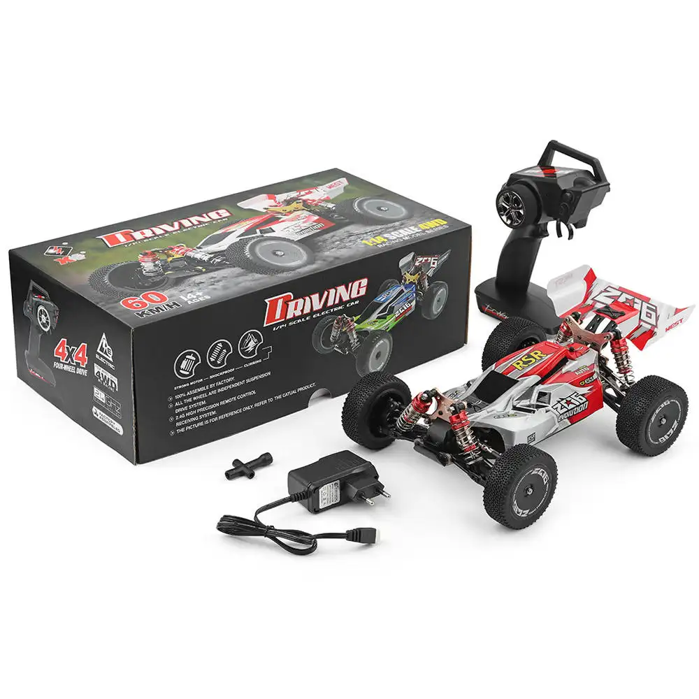 Wltoys Rc Car 1/14 2.4G 4WD ความเร็วสูงรุ่นรถแข่ง60กม./ชม. 144001พร้อมแบตเตอรี่