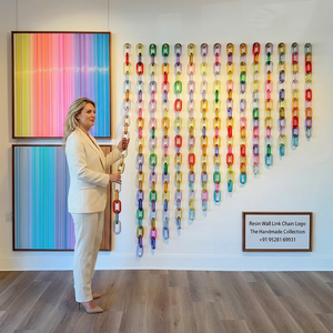 Escultura de Arte de Cadena de Eslabones de Resina para Pared, Hecha a Mano, Forma Irregular, Patrón Colorido, Decoración Moderna para el Hogar, Colección de Arte - Product Image 1