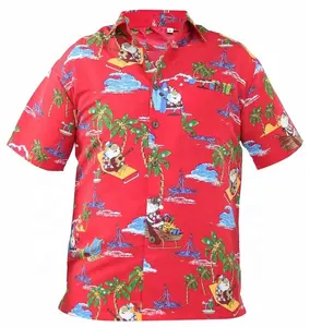 Camisetas de Papá Noel de Navidad para hombre, camisas de vacaciones hawaianas de playa para hombre, camisas de vestir hawaianas para hombre,