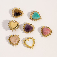 Pendentifs en forme de cœur en pierre naturelle élégants F457, plaqués or, en acier inoxydable, pour la fabrication de bracelets et de boucles d'oreilles