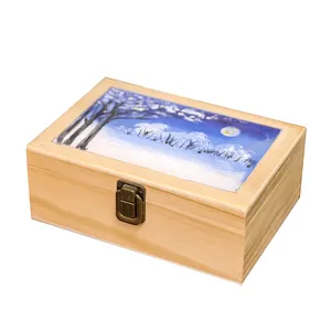 木制竹制工艺品储物盒装饰盒可重复使用家用储物礼品纪念品储物盒