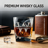 Verre à whisky personnalisé avec logo, carré, 270 ml, cristal soufflé à la main de qualité supérieure, sans plomb, base lourde, pour cadeaux d'entreprise personnalisés
