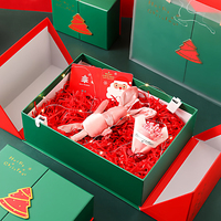 Boîte cadeau de Noël de luxe personnalisée, fermeture magnétique, double porte, boîte d'emballage rigide en carton pour Noël avec logo