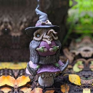 Decoración de resina de bruja de Halloween con forma de hongo, adorno de jardín para exteriores, decoración para patio y hogar - Product Image 3