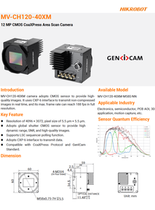 Cámara Industrial de Escaneo de Área Mono CoaXPress CXP-6 de 12MP, Nueva y Original de la Marca Hik Robot, Modelo MV-CH120-40XM-M58S-NN - Product Image 2