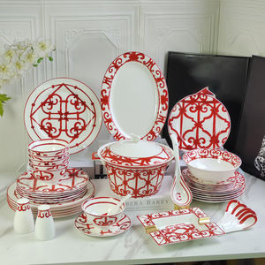 Juegos de comedor de palacio azul de lujo, juegos de vajilla, Europa, hueso, China, venta al por mayor, caja de regalo de 58 Uds., Kit de Taza de cerámica caliente para fiesta - Product Image 1