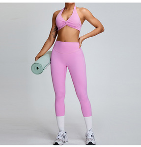 Baby Pink blu 2 pezzi da donna Set da Yoga da allenamento sportivo per Fitness con <span class=keywords><strong>reggiseno</strong></span> e Leggings da palestra - Product Image 2
