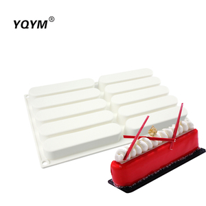Gıda sınıfı 10 kavite oval şerit yıldırım puf ekmek kalıbı fransız mus pasta pişirme yapışmaz silikon kek kalıbı - Product Image 3