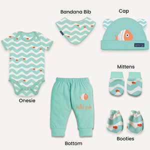 Conjunto de regalo para bebé, paquete de 6 prendas para recién nacido: mono, pantalones, gorro, manoplas, botines, babero, de algodón suave, unisex, ropa cómoda para bebé. - Product Image 1