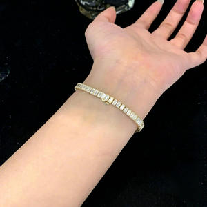 Bracelet tennis en or massif 18 carats, noir et blanc, taille brillant ronde, style hip-hop, unisexe, cadeau pour fiançailles et fêtes - Product Image 2