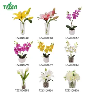 Tizen fabbrica all'ingrosso fiori artificiali di alta qualità in vaso personalizzato vero tocco fiori decorativi in vaso