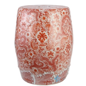 RZIS001-B Chinese Style Red Hand Painted Dragon Painting Ceramic <strong>Stool</strong> <strong>Outdoor</strong> <strong>Stool</strong> Drum <strong>Stool</strong> - Product Image 1