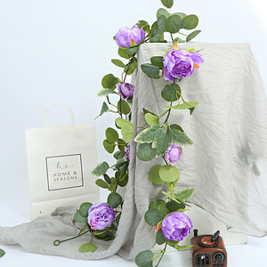 <span class=keywords><strong>หวาย</strong></span>ดอกโบตั๋นเทียม1.8เมตร<span class=keywords><strong>โต๊ะ</strong></span>รับประทานอาหารที่บ้านพื้นหลังตกแต่งใบยูคาลิปตัสจำลองพืชสีเขียวจำลอง - Product Image 3