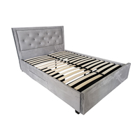 Cama King Size de Lujo para Adultos, Estilo Moderno de Mediados de Siglo, Tapizada en Terciopelo, con Almacenamiento, Cómoda y Suave, con Cajones, Ecológica