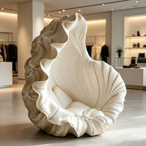 Poltrona a Forma di Conchiglia Gigante, Design Artistico di Lusso, Lettino a Forma di Conchiglia Marina, Arredamento per Soggiorno, Hotel, Matrimoni ed Eventi - Product Image 5