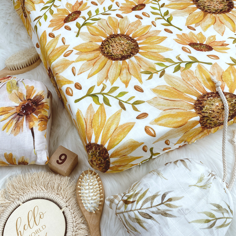 Детское хлопковое постельное белье, простыня с глубоким карманом, утолщенные тканевые простыни для детской кроватки с принтом/