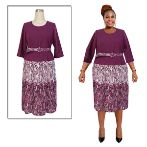 Robe plissée décontractée africaine abordable pour femmes grandes tailles avec ceinture - Product Image 1