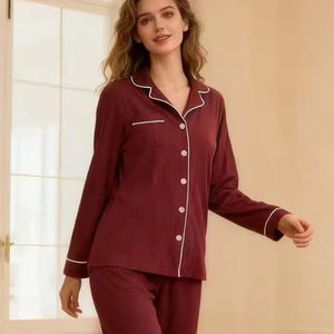 Manufacturer for Custom Printing Pijamas Woman Bamboo Modal Cotton Pointelle Pyjamas Femme <b>Pjs</b> Pj Pajamas for Women <b>Sets</b> - Product Image 1