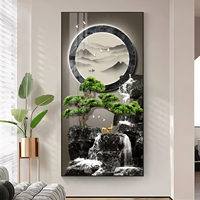 Eau courante entourée de peinture décorative rougeoyante peinture en porcelaine de cristal avec diamant art mural décor à la maison avec LED