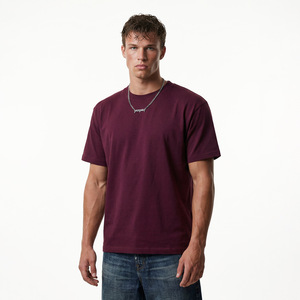 Camiseta de Manga Corta para Hombre, Estilo Hip-Hop de la Costa Oeste Americana, Color Sólido, Algodón Peinado, Verano 2026 - Product Image 5