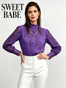 Blusa de Mujer Premium con Cuello Alto Tejido en Color Morado, Estilo Moderno y Elegante para Invierno, Venta al Por Mayor - Product Image 1