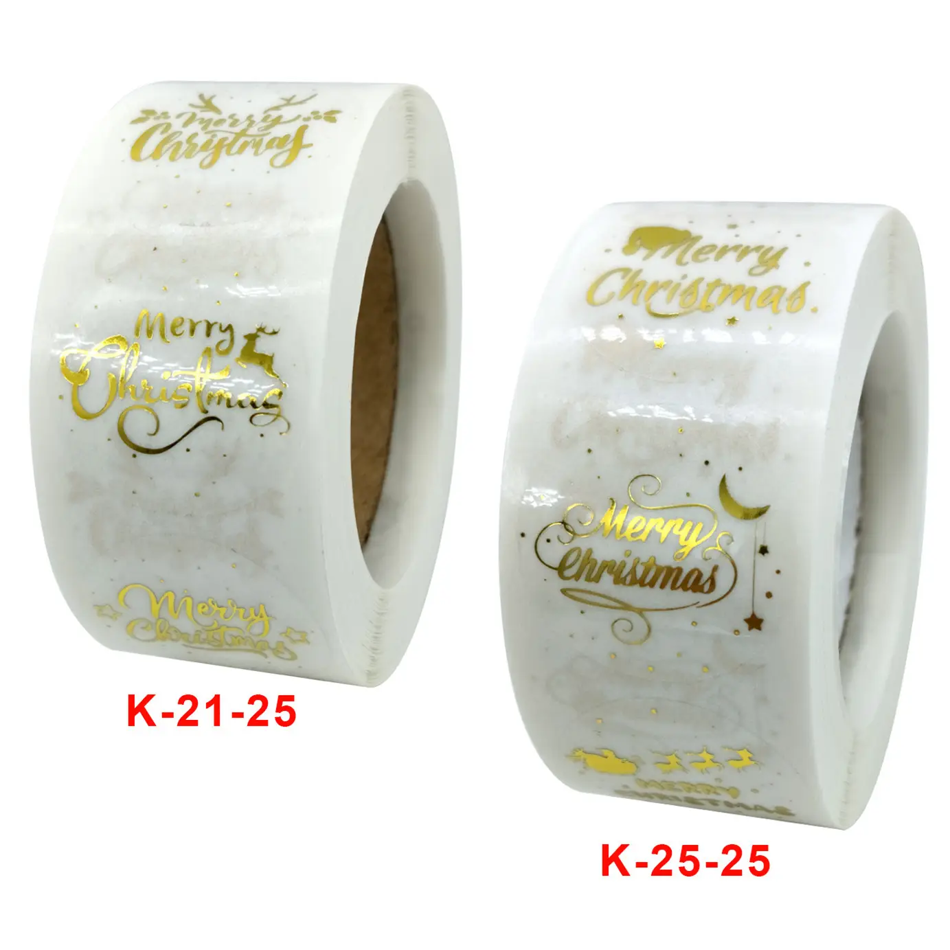 Custom Merry Christmas Printing Gold Foil Roll Seal 1 Inch Stickers Label 500 For Gift