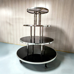 Exhibidores Circulares Móviles de Acero Inoxidable con Estantes de Madera, Servicio OEM/ODM para Boutiques y Salas de Exhibición, Venta Directa de Fábrica - Product Image 5