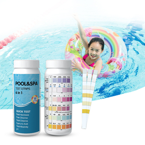 Bandelettes de <span class=keywords><strong>test</strong></span> d'eau 6-en-1 pour piscine et spa, vente en gros d'usine OEM, <span class=keywords><strong>test</strong></span> du chlore, du <span class=keywords><strong>pH</strong></span>, de l'alcalinité et de la dureté pour piscine, spa et bain à remous - Product Image 1