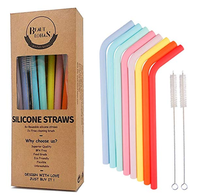 Pailles en silicone réutilisables de qualité alimentaire, pailles flexibles colorées, logo personnalisé, pailles en silicone écologiques pour jus