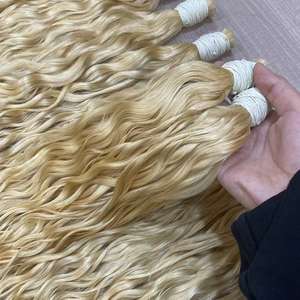 Extensions de cheveux humains blonds 613 en vrac pour le marché européen et russe, cheveux bouclés naturels, 100 % cuticules alignées, fournisseur de cheveux vietnamiens - Product Image 2