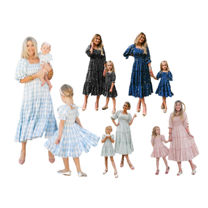 BQ-200-ZXL Personalized Customization Summer Family <strong>Matching</strong> <strong>Dresses</strong> Girl Clothes Yellow Mom <strong>and</strong> Baby <strong>Matching</strong> <strong>Dress</strong> - Product Image 1