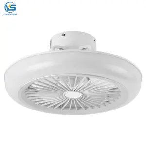 749A 20 inch small modern bladeless ceiling fan with led light remote control flush mount living room bedroom children invisible