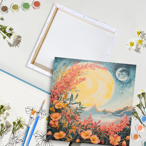 Pour CHENISTORY <span class=keywords><strong>facile</strong></span> bricolage <span class=keywords><strong>peinture</strong></span> par numéros Kits <span class=keywords><strong>débutant</strong></span> soleil image <span class=keywords><strong>abstraite</strong></span> fleurs maison cadeau lin matériel paysage - Product Image 1