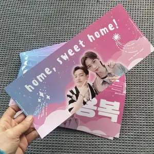 Großhandel niedrig MOQ 30*12,5 cm Kpop benutzer definierte beide Seiten glänzend matt holo graphischen Druck Jubel Banner Papier Slogan für die Veranstaltung