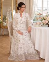 Nouvelle Arrivée YSYL – Robe Longue Formelle Musulmane en Maille Ornée de Perles et de Paillettes, Col Montant, Détails à Pompons, Abaya Islamique pour Soirée