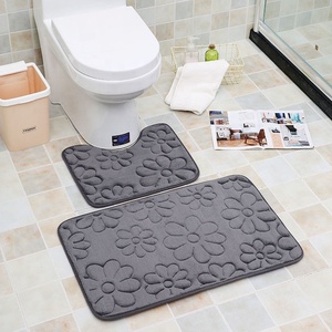 2Pcs Modern Bathroom Mat Set U Shape Bathroom Carpet Toilet Mat Non-Slip <strong>Badmat</strong> Water Absorbent Bath Mat - Product Image 5