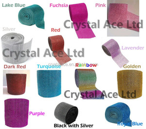 Bánh Cưới Trang Trí Bling Bling Lõm Giả Diamante Strass Ruban, Bạc Kim Cương Băng 4.65 inchesx10 Yards - Product Image 5