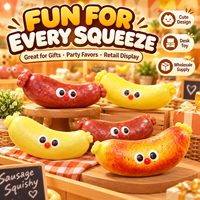 Jouet Squishy en PU en forme de saucisse amusante, à remontée lente, mignon, anti-stress, couleurs assorties, vente en gros