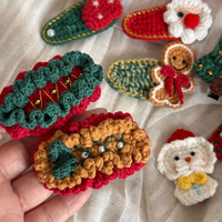 Barrettes de Noël fantaisie en gros DD – Pinces à cheveux au crochet rouges et vertes pour filles et enfants – Accessoires capillaires de Noël