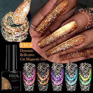 Nouveau <span class=keywords><strong>vernis</strong></span> à ongles gel effet œil de chat 2 en 1, 7 ml, gel magnétique réfléchissant dynamique, <span class=keywords><strong>poudre</strong></span> scintillante, peinture gel UV - Product Image 5