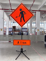 Panneau de signalisation routière pliable à dépliage rapide, réfléchissant et portable, avec support