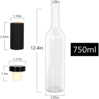 Source d'usine Bouteille de vin vert foncé en gros 375ml 500ml 750ml Bouteille de vin en verre ronde Bordeaux Bourgogne-Mini bouteille gratuite
