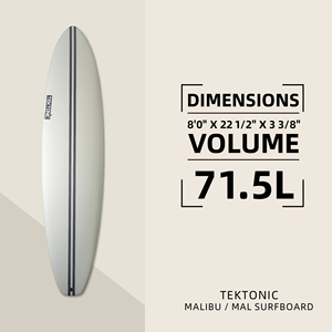 Vente en gros d'usine OEM de planches de <span class=keywords><strong>surf</strong></span> |   <span class=keywords><strong>Planche</strong></span> de <span class=keywords><strong>surf</strong></span> standard <span class=keywords><strong>8</strong></span>'0" 71.5L Malibu en fibre de verre avec fond en carbone EPS et époxy, fabrication sous vide - Product Image 2
