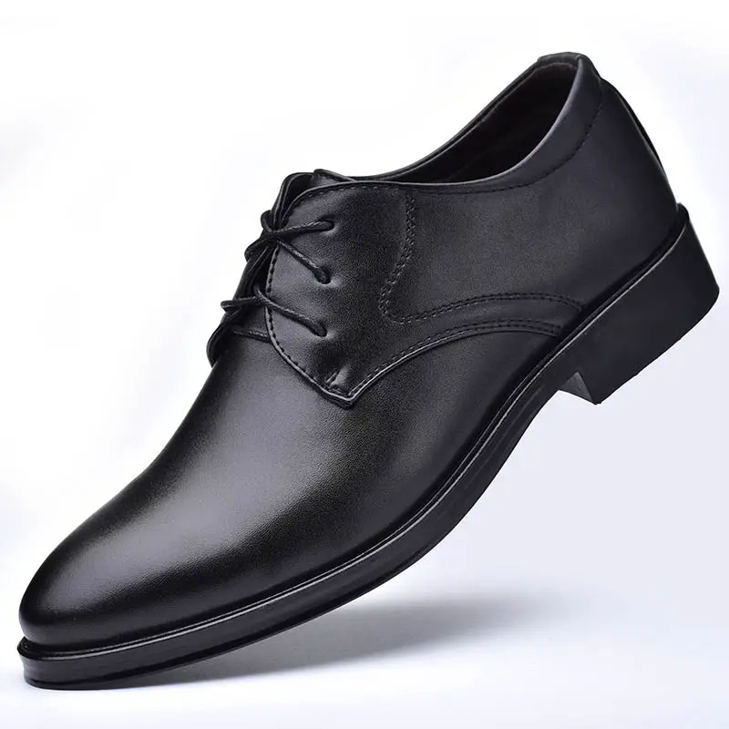 Sapatos de couro masculinos, sapatos versáteis casuais com absorção de choque, resistentes ao desgaste