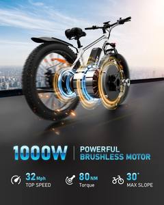 Bicicleta Eléctrica Cruiser con Llantas Gruesas de 26 Pulgadas, 48V 15AH, 7 Velocidades, Freno de Llanta, Asistencia de Pedaleo Electrónica para Adultos, Aluminio, Envío Rápido desde Almacén en EE. UU. - Product Image 5