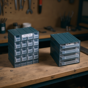 Drawer Cabinet Label Cab Tool <b>Containers</b> 4 Tier <b>Stackable</b> <b>Storage</b> With Transparent Drawers For Workshop Organization - Product Image 2