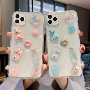 3D unicorn לשתות טלפון מקרה עבור iphone X XS XR 11 פרו מקסימום 6 7 8 בתוספת 12 מיני SE ארנב חמוד רך סיליקון שקוף כיסוי