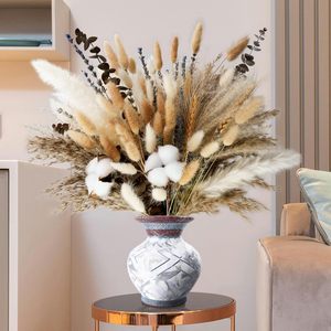 <span class=keywords><strong>Bouquet</strong></span> de fleurs <span class=keywords><strong>séchées</strong></span> naturelles pour décoration rustique bohème d'automne pour la maison : Blé, Lavande, Eucalyptus, Queues de lapin, Tiges de coton, Herbe de la pampa - Product Image 3