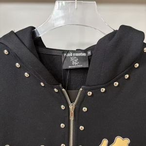 Chaqueta con cremallera de alta calidad, 100% algodón grueso, con estampado vintage de estilo urbano 'Mixed Emotions' y rotos, para hombre, tipo sudadera con capucha. - Product Image 3