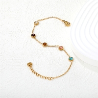 Bracelet minimaliste en acier inoxydable plaqué or 18 carats avec incrustation de coquillage rose et pierre naturelle colorée, bracelet pour femme, résistant à l'eau
